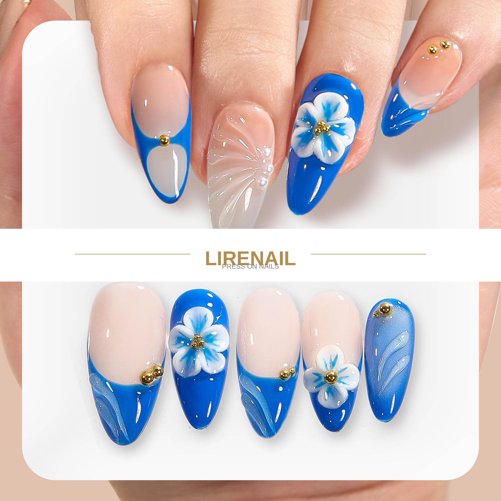 Handmade Azure Petal | Lirenail Press-On Nails