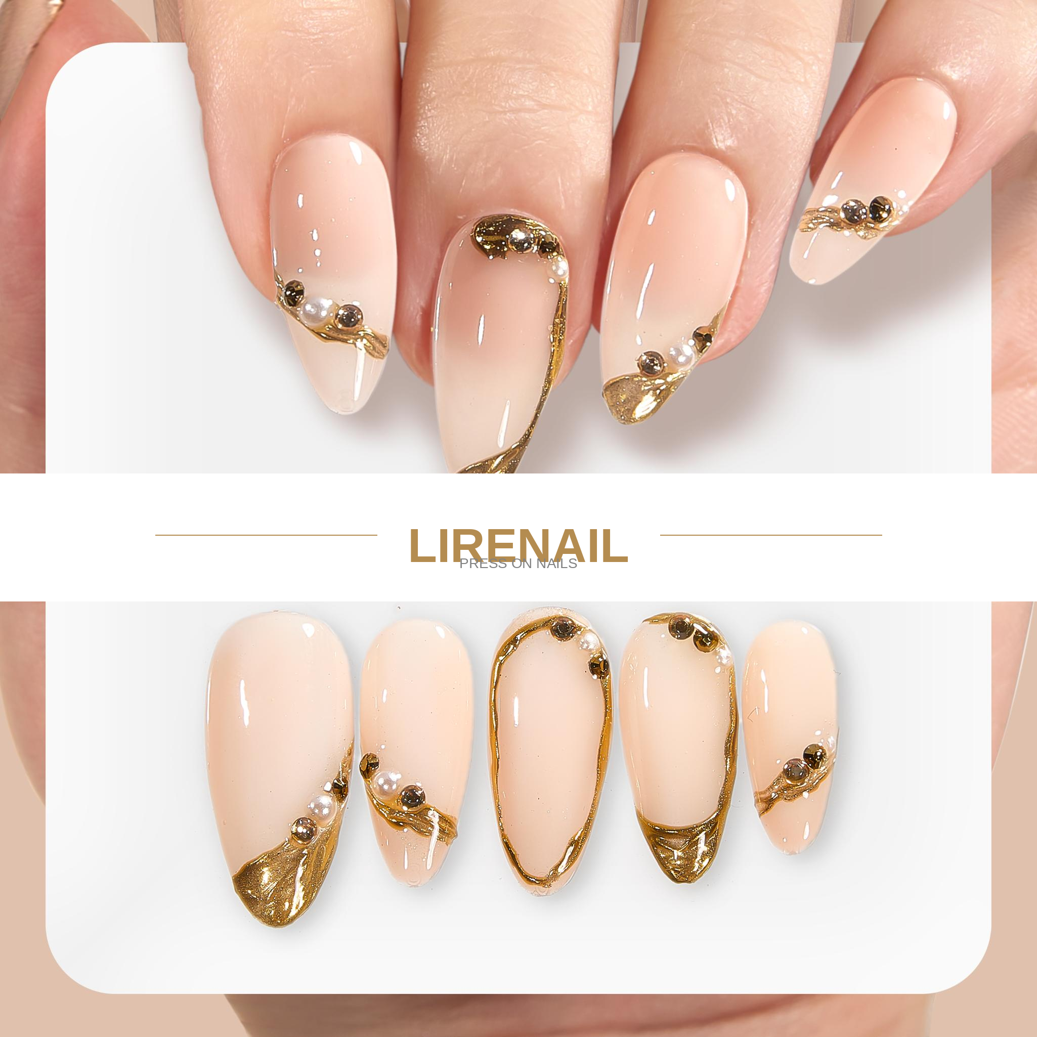 Handmade Gilded Dew | Lirenail Press-On Nails