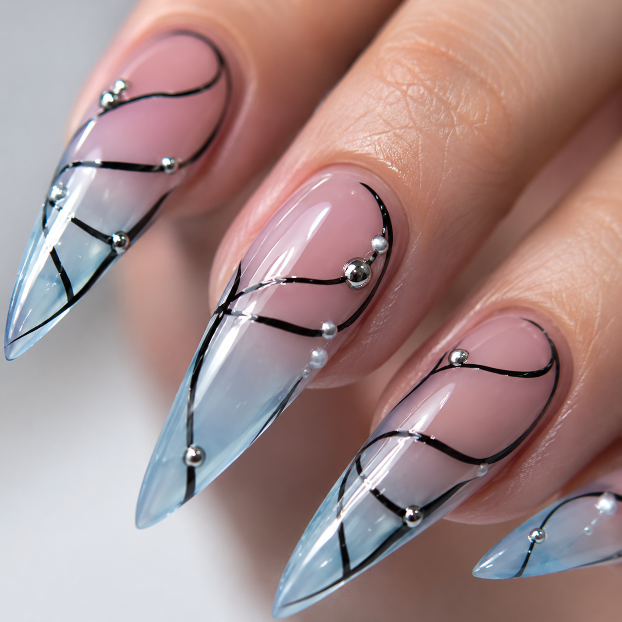 Ice Glass Line Press-On Nails