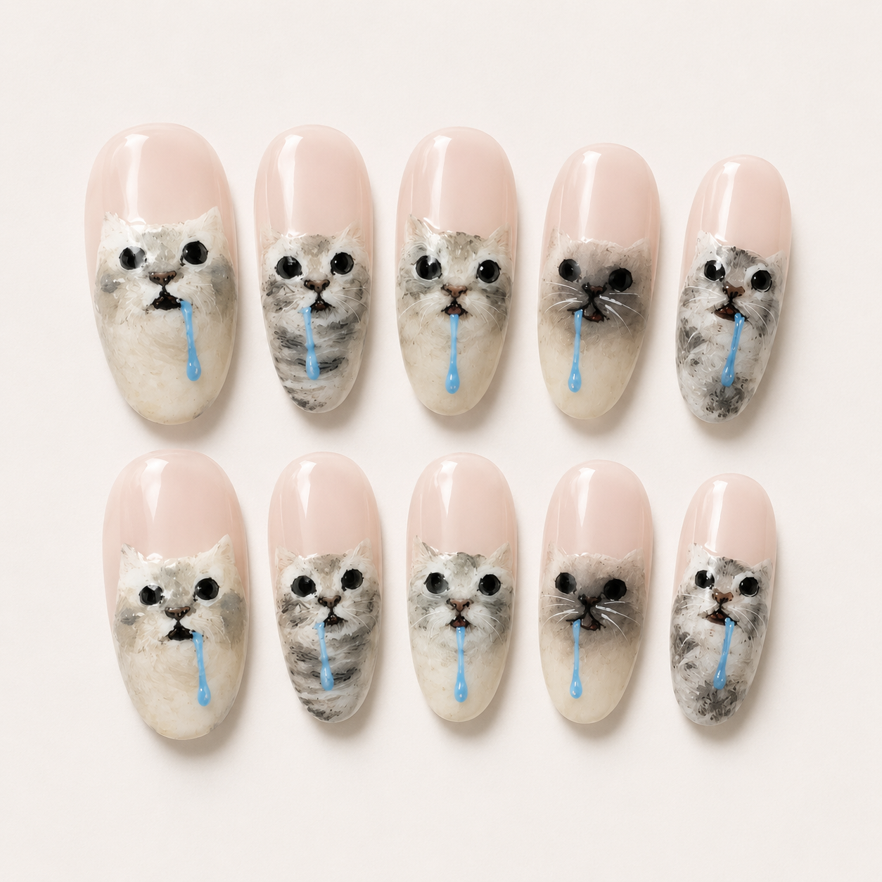 Black Oval Short press-on nails by Lirenail - side view