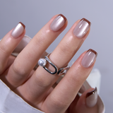Latte Luster - S Squoval short squoval press-on nails