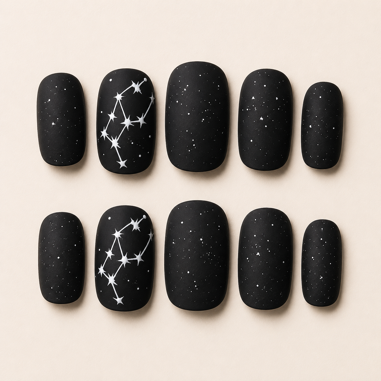 Matte Black Constellation Press-On Nails