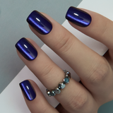 Midnight Aura short squoval press-on nails