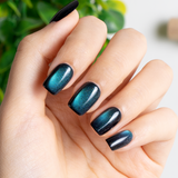Midnight Galaxy short squoval press-on nails from the side