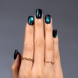 Midnight Galaxy short squoval press-on nails from the side