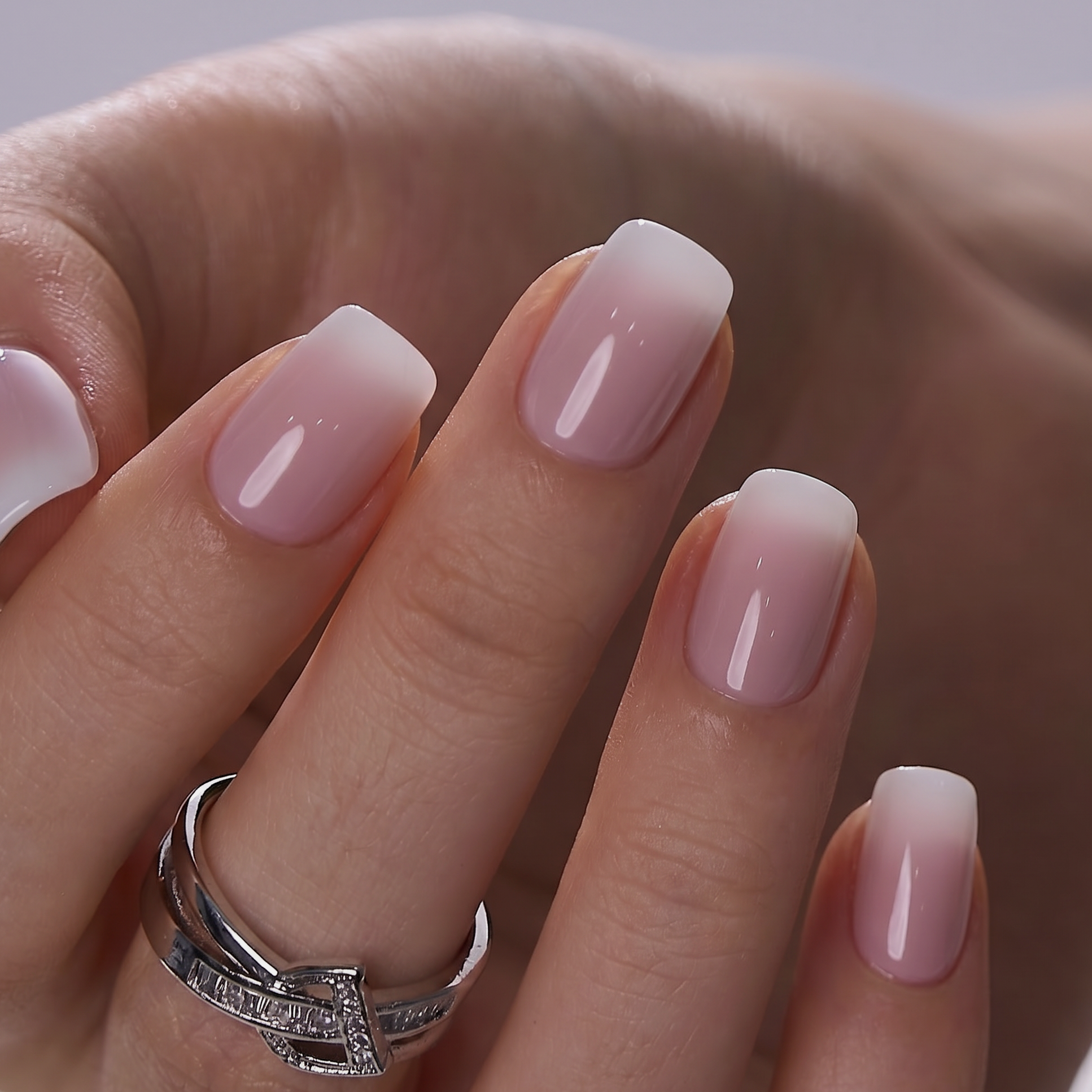 Milk Blush S Squoval squoval press-on nails