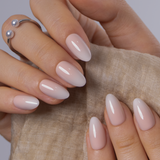 Milky Veil S Almond almond press-on nails