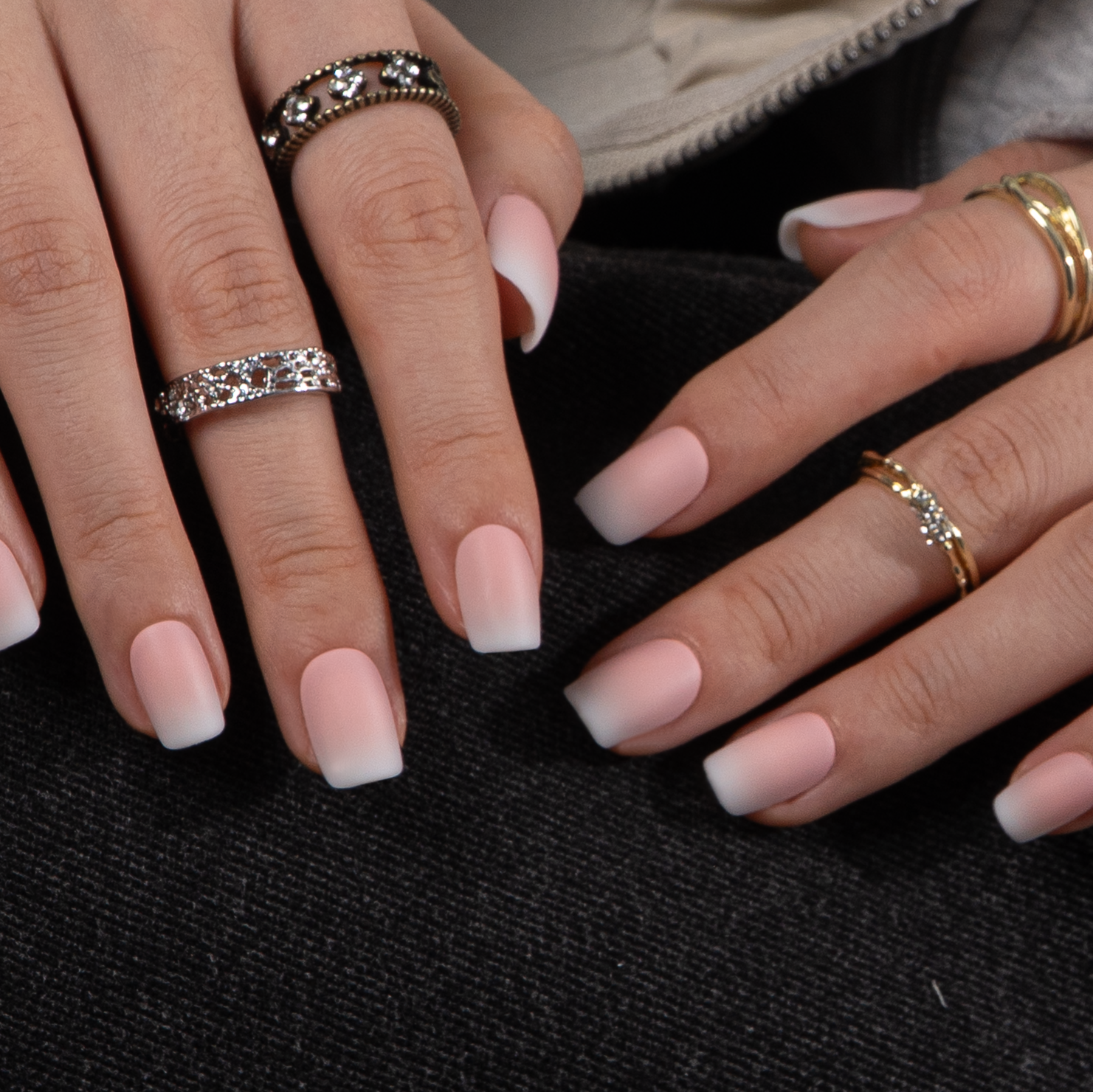 Misty Nude short squoval press-on nails