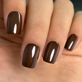 Mocha Essence short squoval press-on nails