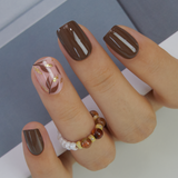 Mocha Luxe short squoval nail detail