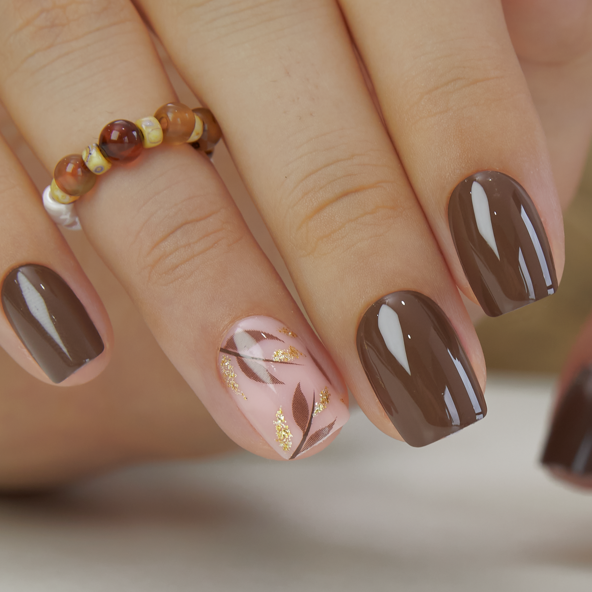 Mocha Luxe short squoval Ver 2 press-on nails