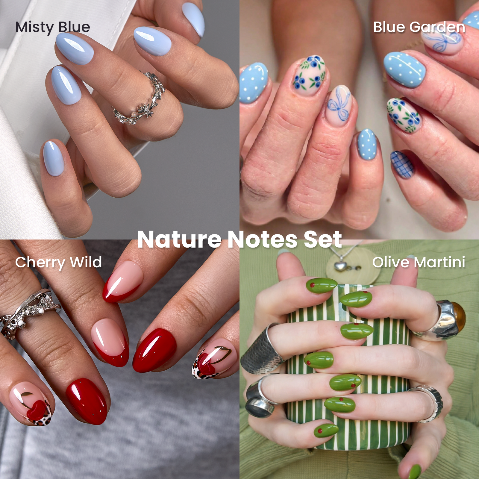 Nature Notes Set-Extra Short Almond extra short almond press-on nails