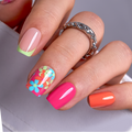 Neon Bloom short squoval press-on nails