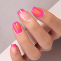 Neon Sunset short squoval press-on nails
