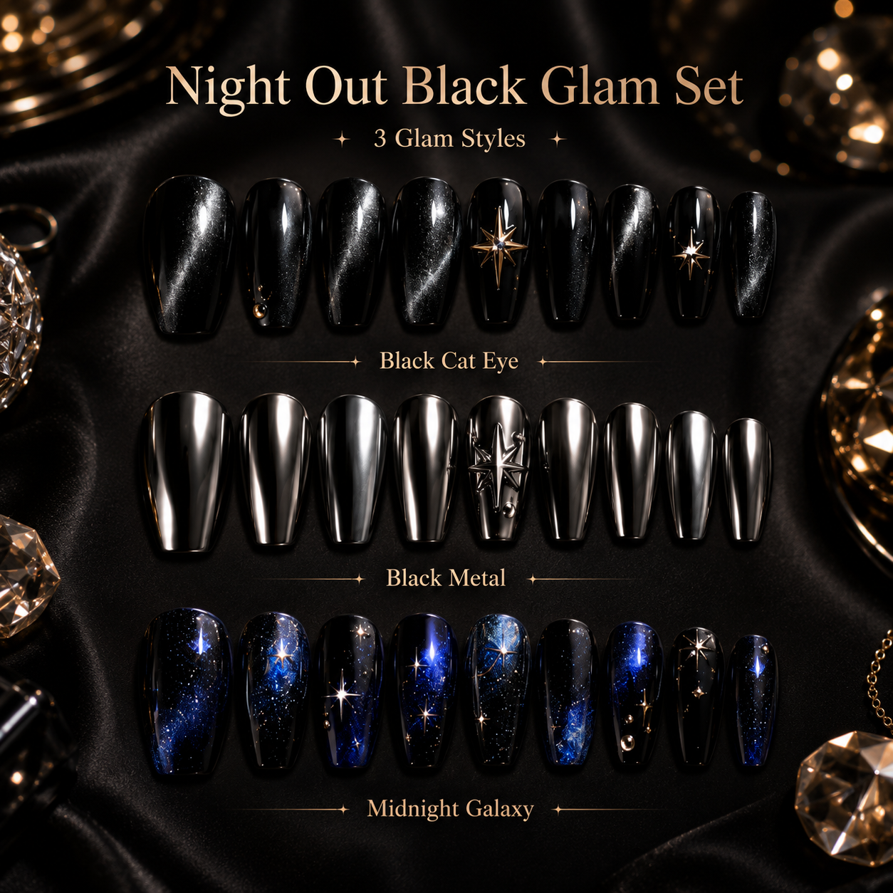 Black Oval Short press-on nails by Lirenail - wear effect