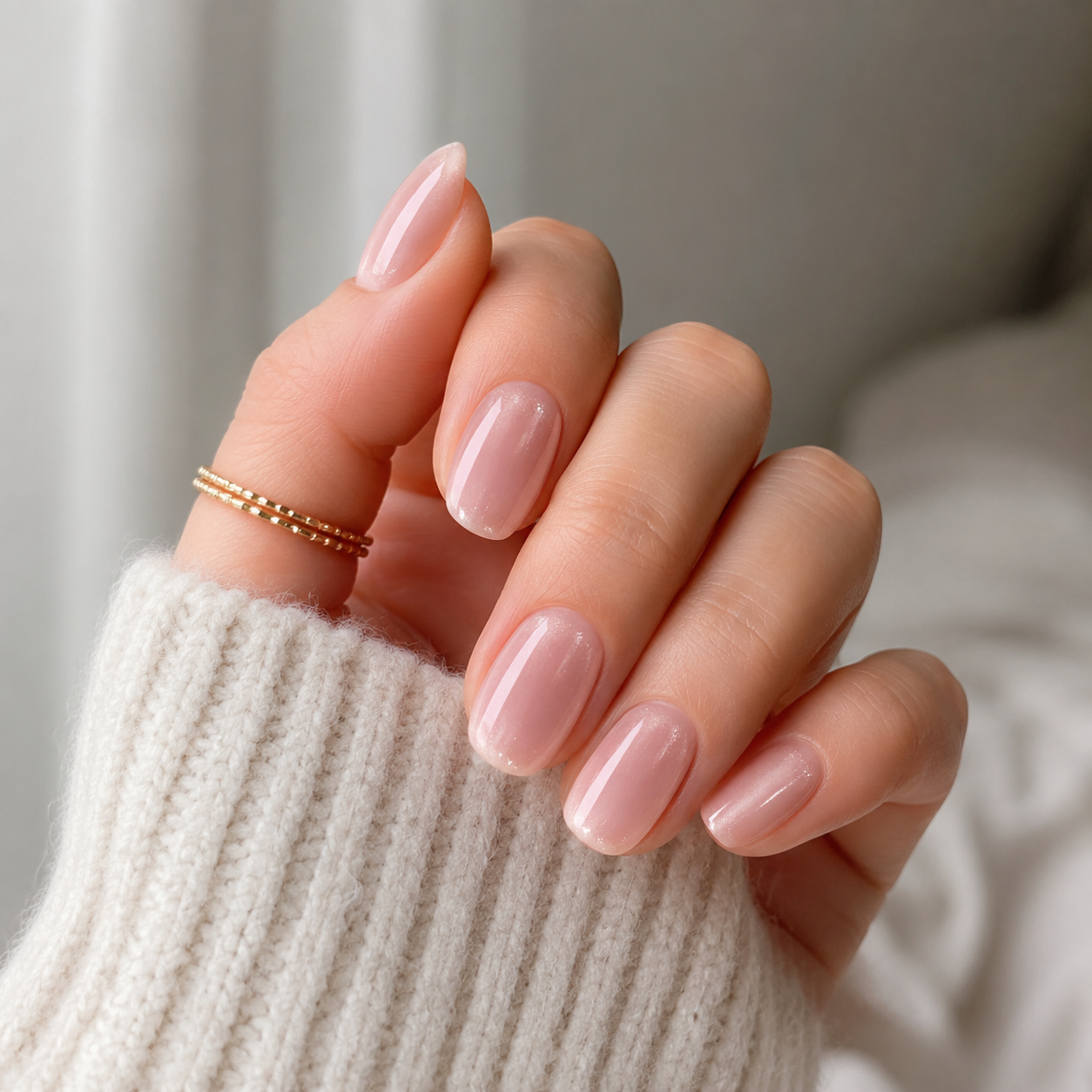 Nude Blush Cat Eye – Medium Oval Press-On Nails