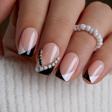 Nude French medium squoval press-on nails