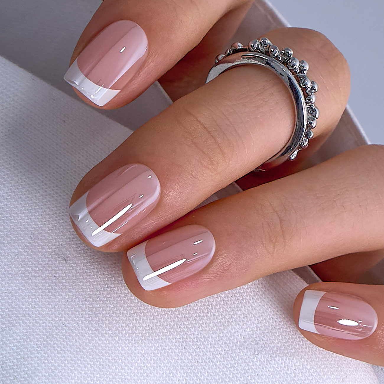Nude Rhapsody short squoval press-on nails