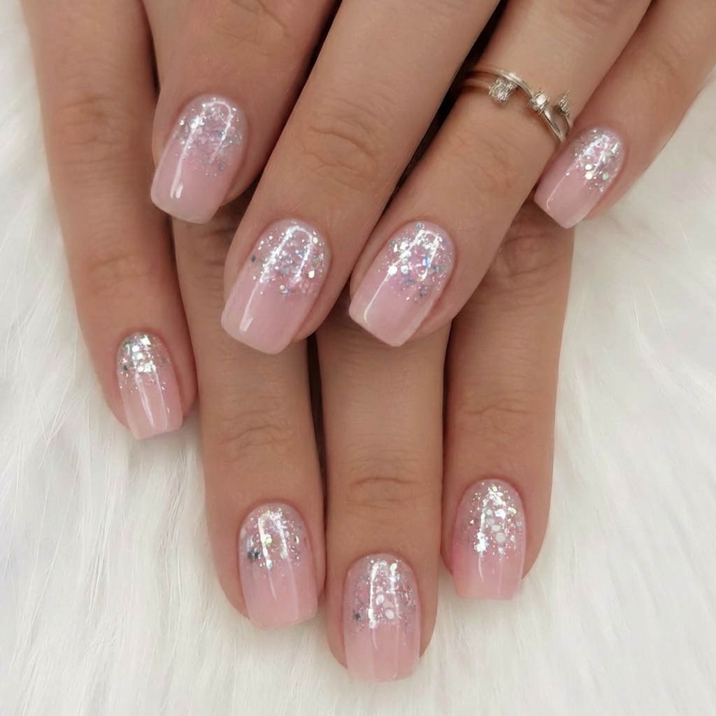Nude Spark S Squoval squoval press-on nails