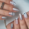 Nude Spark Line medium squoval press-on nails