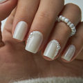 Pearl Drizzle short squoval press-on nails