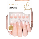 Pink And White short square soft gel press-on nails