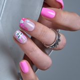 Pink Bunny short squoval press-on nails