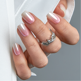 Pink Mist Charm short squoval press-on nails