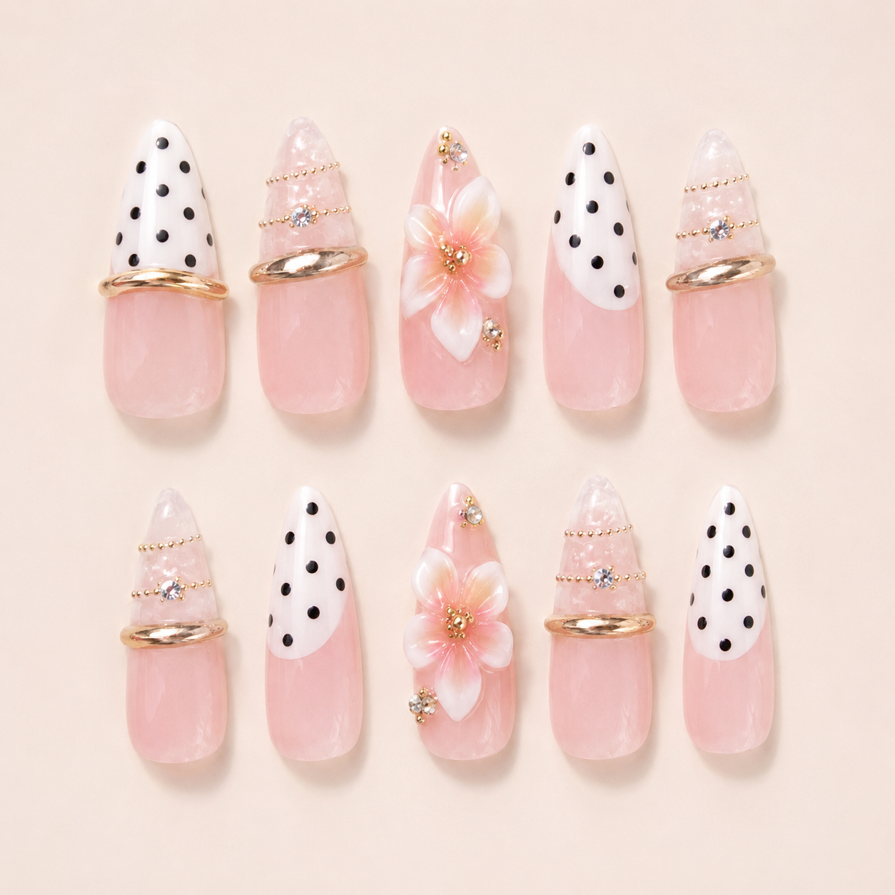 Polka Dot & Floral Press-On Nails