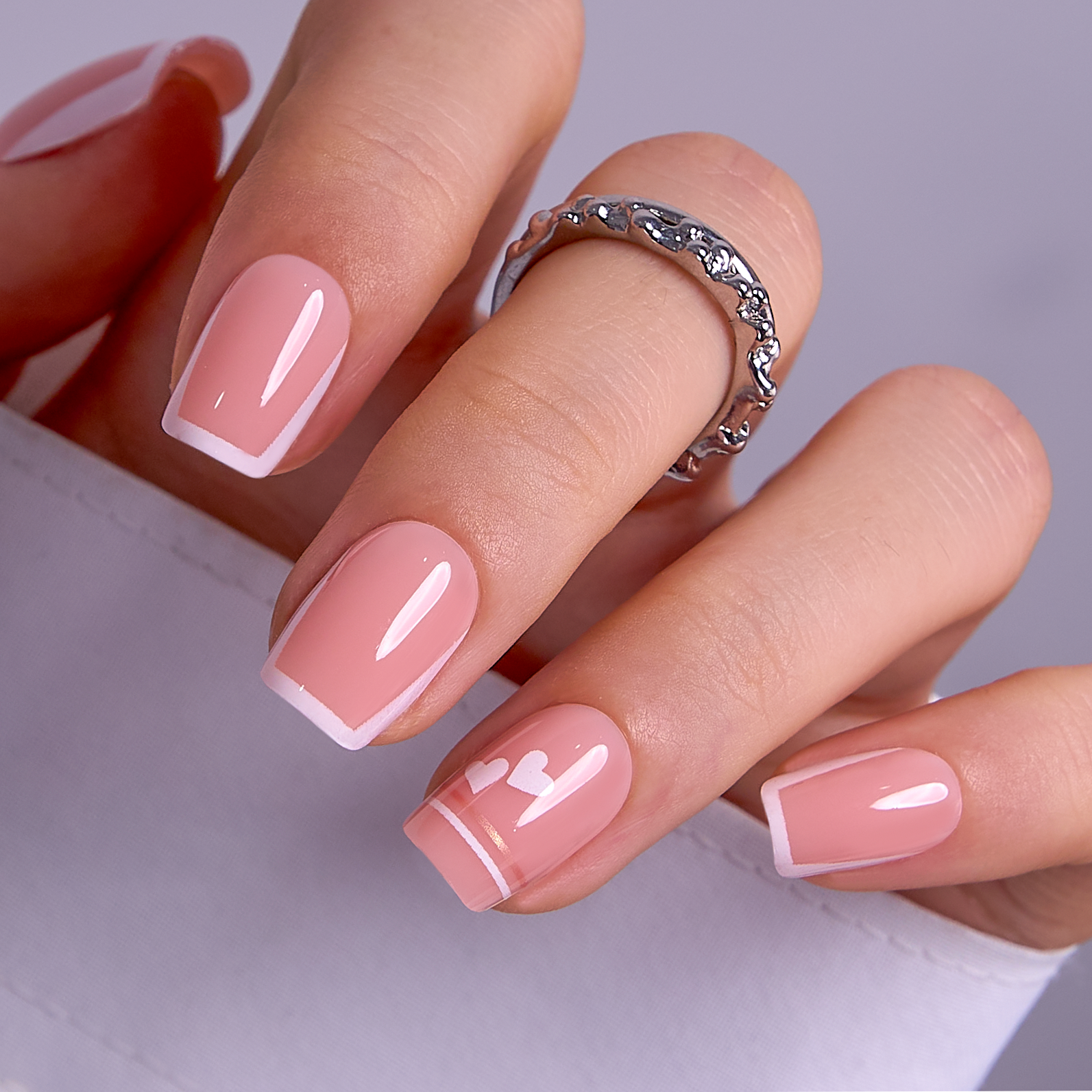 Pink Heart S Squoval squoval press-on nails