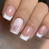 Snowy Grace – medium Squoval press-on nails