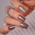 Designer’s Pick | Gilded Blooms – medium Square press-on nails