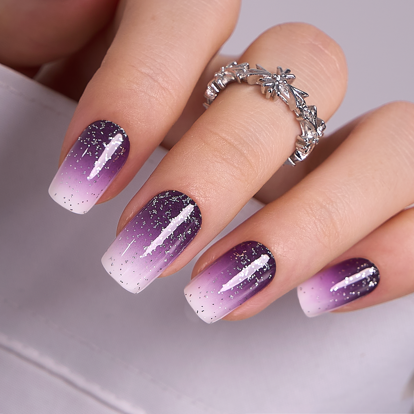 Purple Glitter – M Squoval