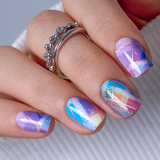 Rainbow Tartan S Squoval short squoval press-on nails