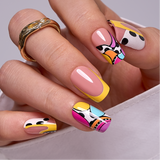 Retro Color Pop medium squoval press-on nails