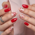 Ribbon Love short almond press-on nails