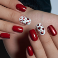 Romantic Red short squoval press-on nails
