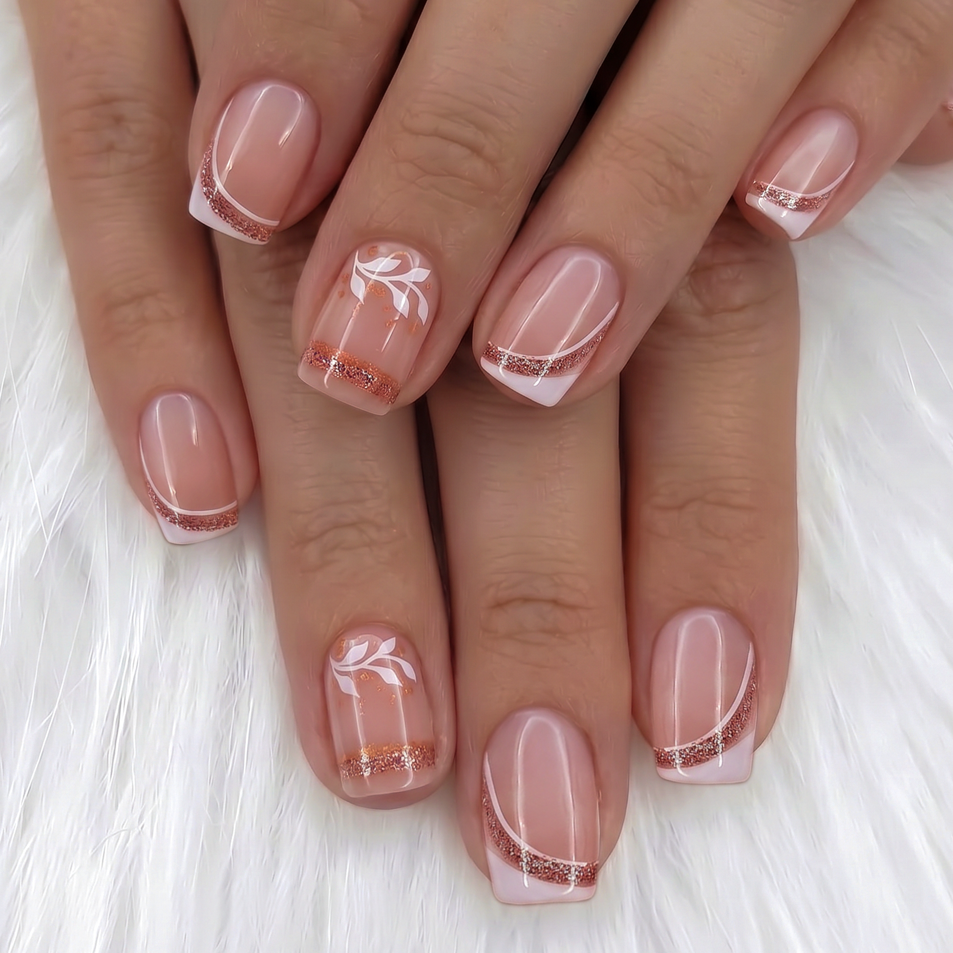 Rose Gold short squoval press-on nails