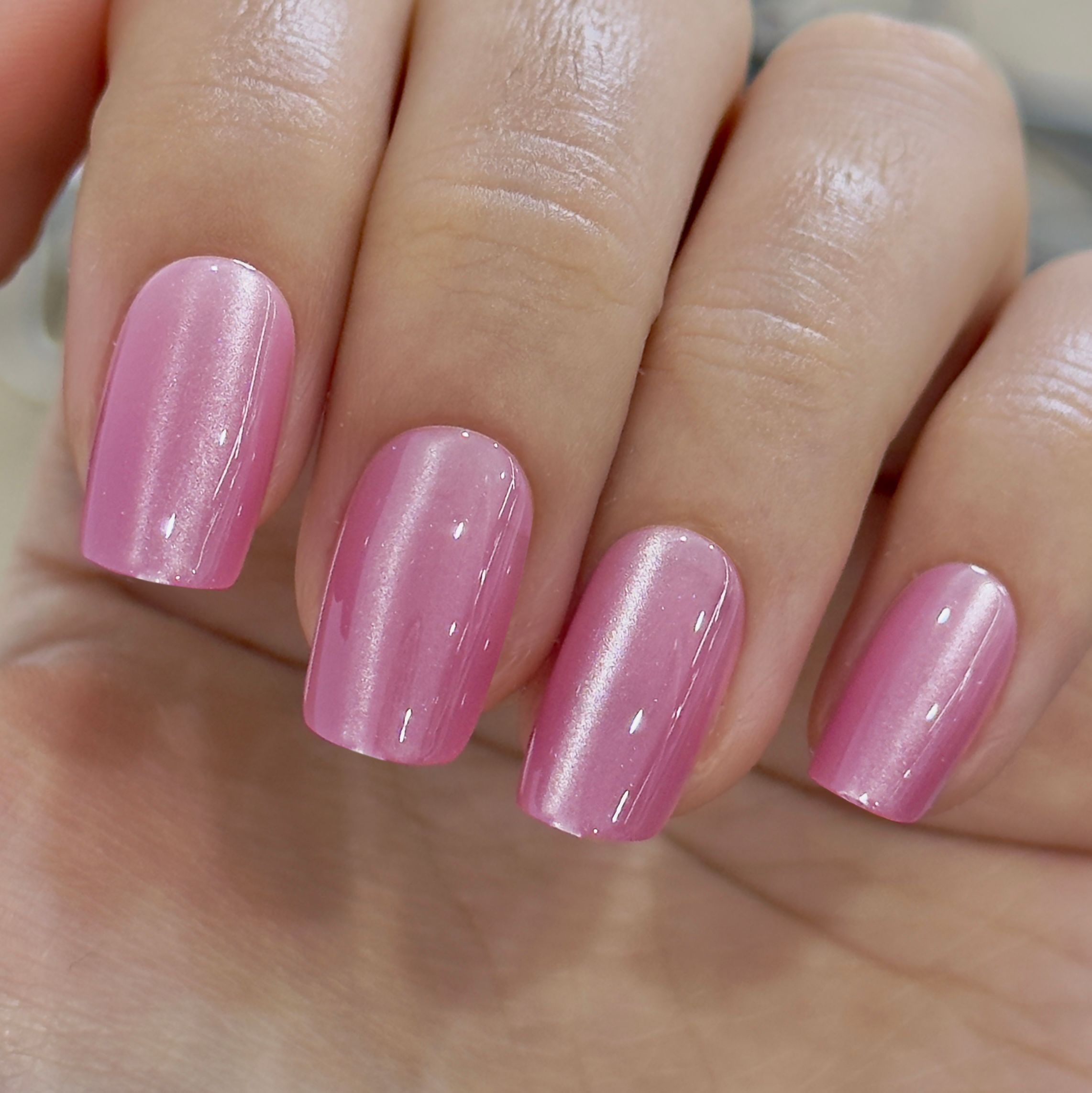 Rosy Glow medium squoval press-on nails