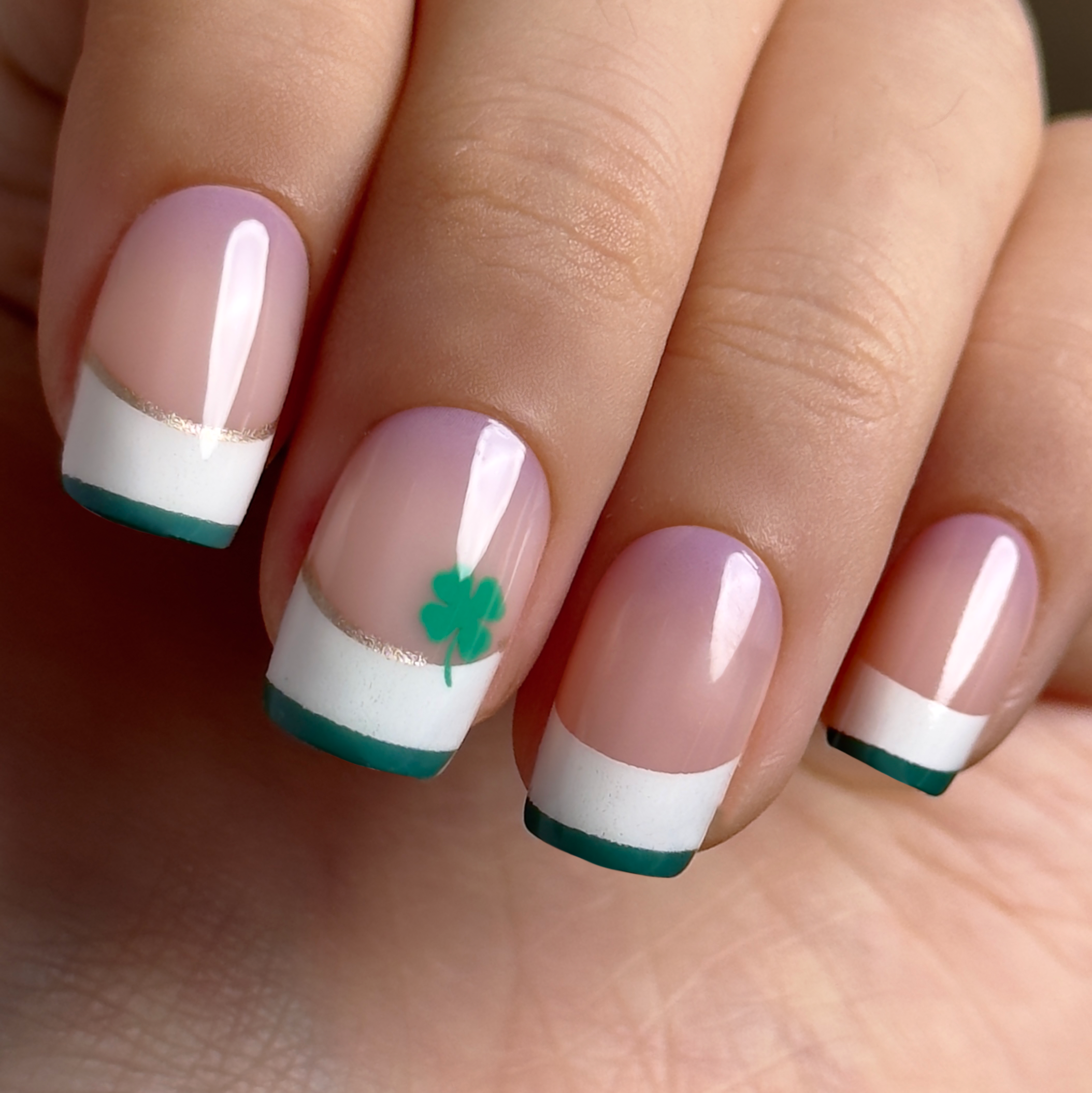 Shimmer Clover medium squoval press-on nails
