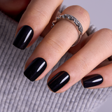 Sleek Onyx short squoval press-on nails