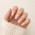 Soft French medium almond press-on nails