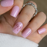 Sparkle Bow S Squoval squoval press-on nails