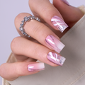 Sparkle Waves medium square press-on nails