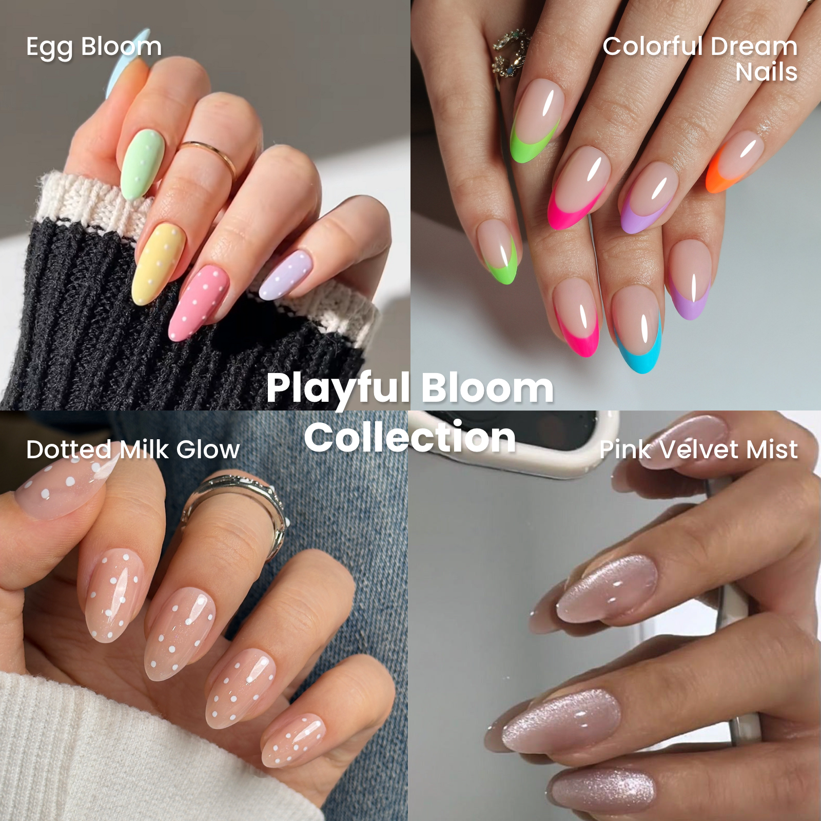Playful Bloom Collection-Short Almond short almond press-on nails