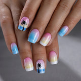 Summer Beach short squoval press-on nail set with accessories