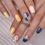 Sunflower Chic short squoval press-on nails
