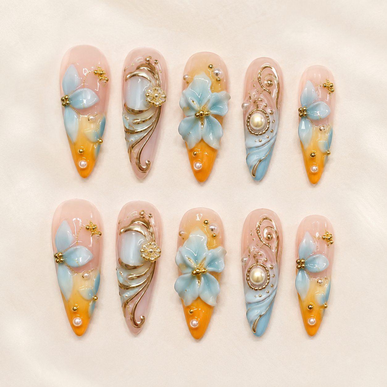 White Oval Short press-on nails by Lirenail - side view