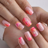 Sunset Blush short squoval press-on nails