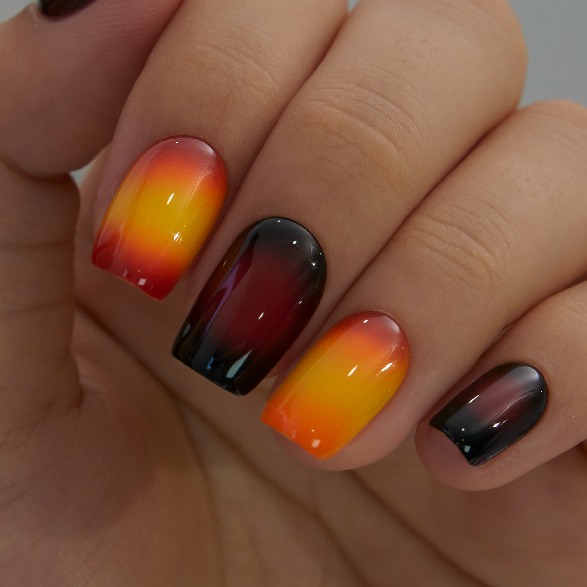 Sunset Flame medium squoval press-on nails